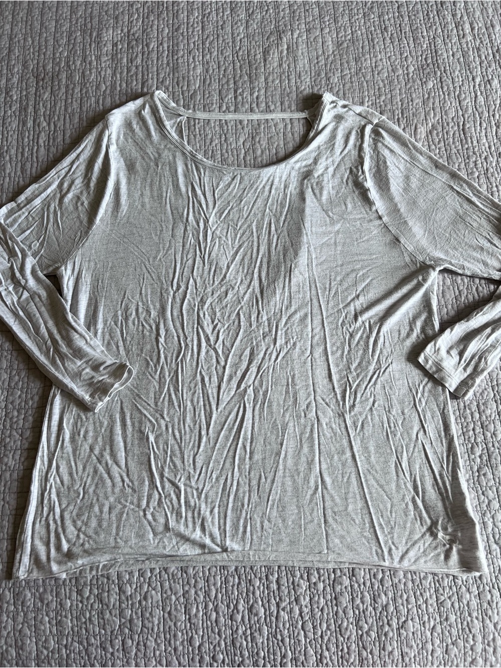 PINK Victoria's Secret Light Gray Scoop Neck Long Sleeve Top